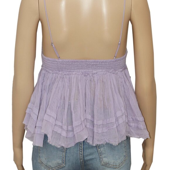 Free People FP One Carrie Top Eyelet Embroidered Smocked Tiered XS - Picture 4 of 5
